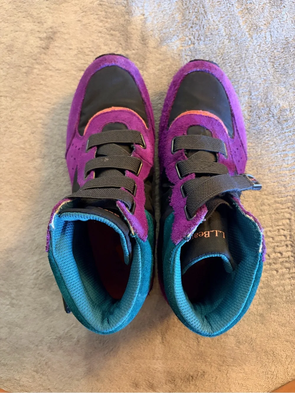 W Size 6 Purple & Teal LL Bean High-Top Sneakers